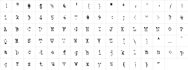 Thunderworld Regular  glyph index
