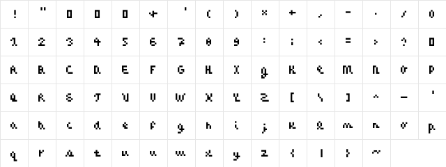 CaZOOM Regular  glyph index