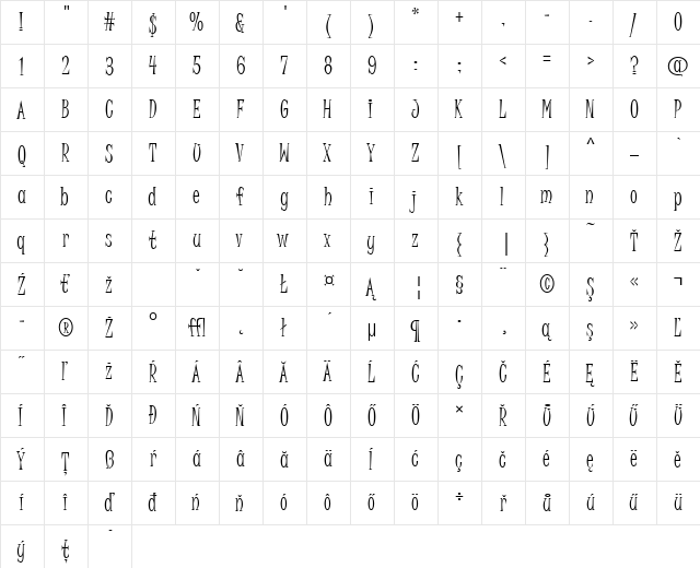 JuiceItcD Regular  glyph index