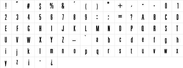 FurySolid Regular  glyph index