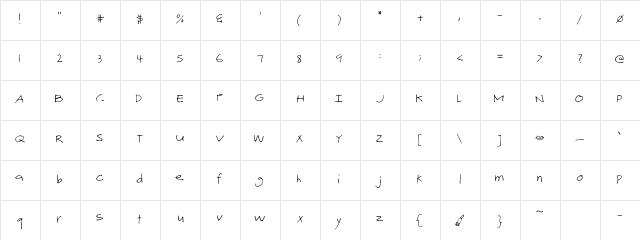MA Brownie tOO Regular  glyph index