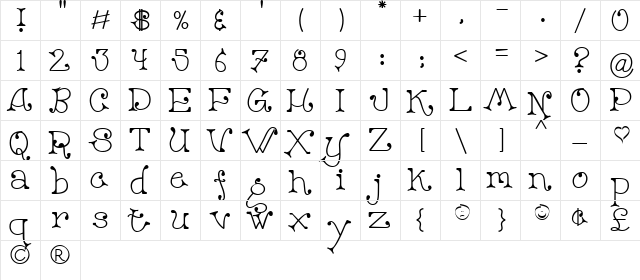 DC Lindsey Regular  glyph index
