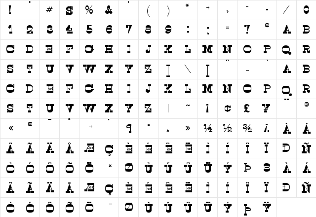 Zuecos CF Regular  glyph index