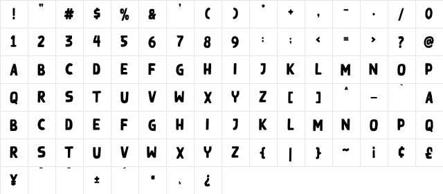 Black Ground Regular  glyph index