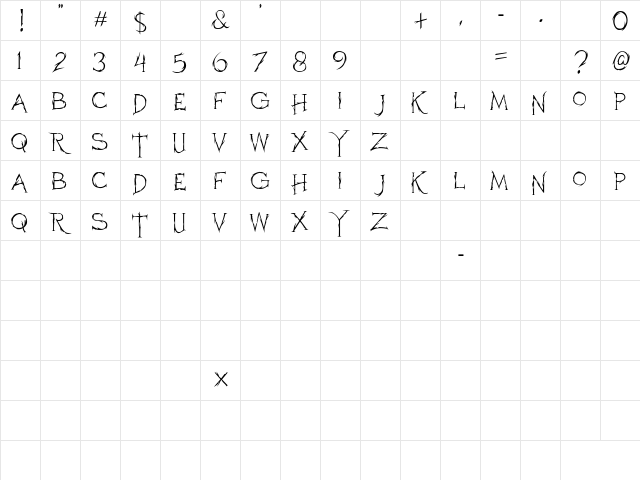 Horroh Regular  glyph index