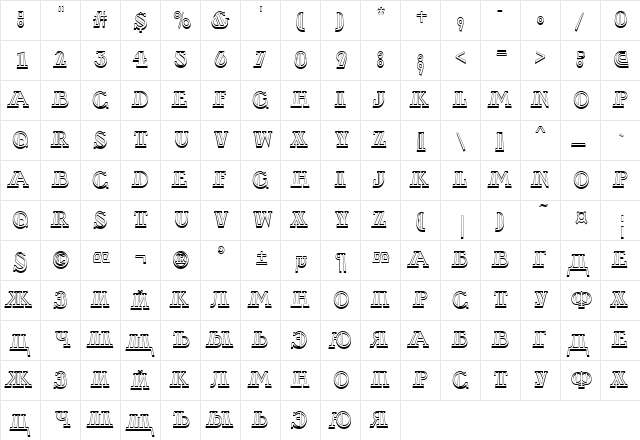 a_DexterOtlDecorDv3D Regular  glyph index