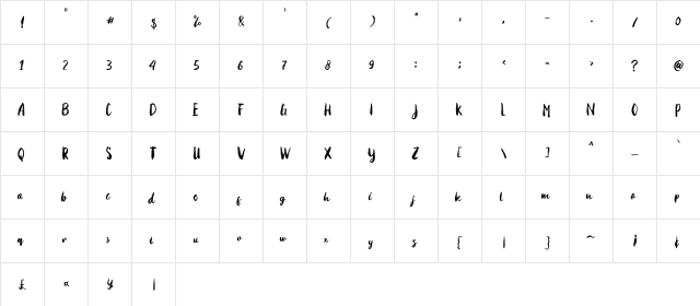 Natalle Regular  glyph index