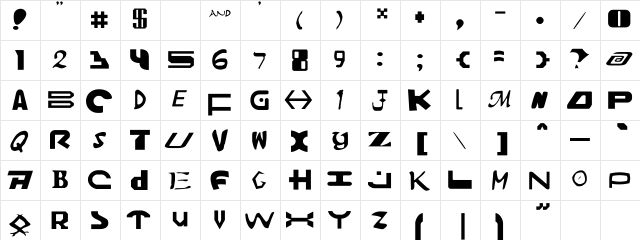 Amalgam Regular  glyph index