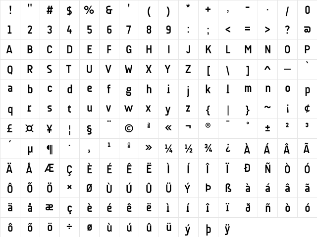 AUdimat Bold  glyph index