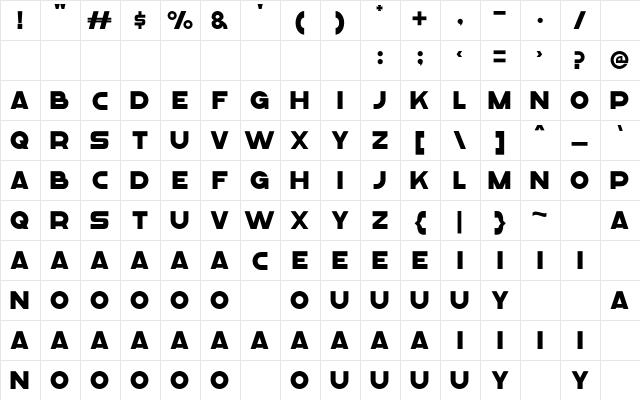 Meltland Demo Bold  glyph index