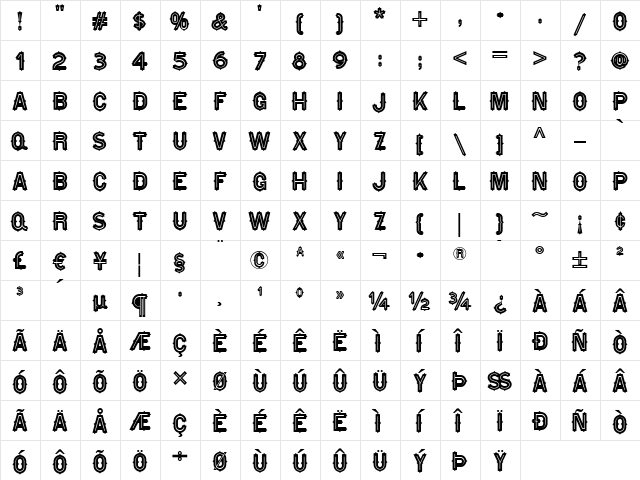 FalfurriasWBW Medium  glyph index