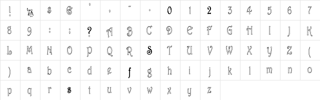 HarringtonHC Regular  glyph index