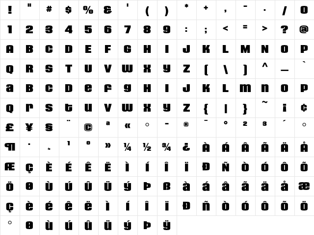 HouseGothicHG23Ext THRDFIL  glyph index
