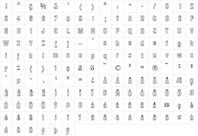 AG Book Rounded Regular  glyph index