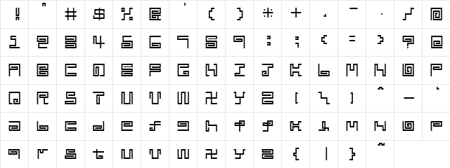 noodle Regular  glyph index