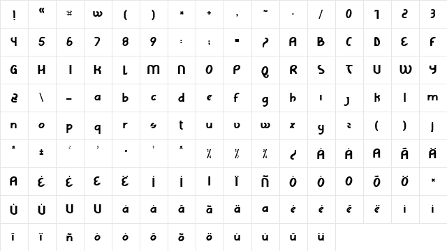 WFF LAGE grafica FGM Normal Regular  glyph index