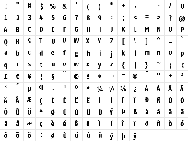 FagoCoTf-Bold Bold  glyph index