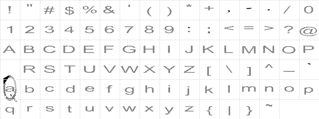 Chewing Gum Regular  glyph index