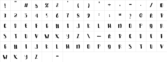 D'Rulers Regular  glyph index