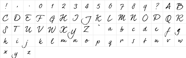dearJoe 7 TRIAL Regular  glyph index
