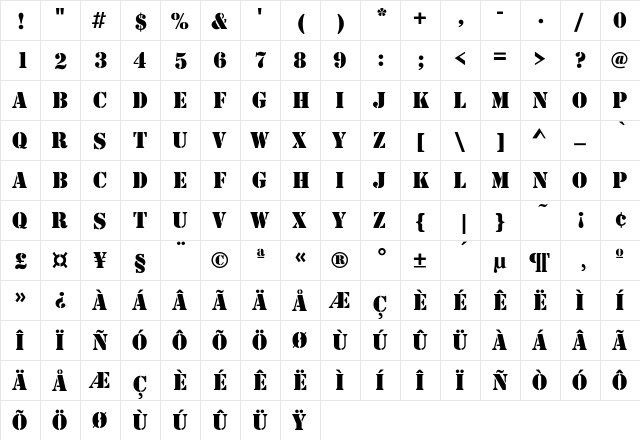 Stamp-Normal Regular  glyph index