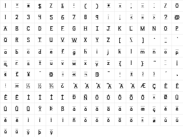 KG Primary Penmanship Lined Regular  glyph index