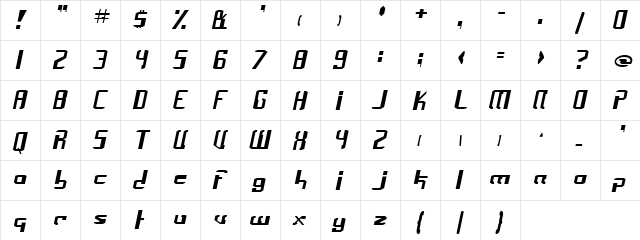 Mellow Regular  glyph index