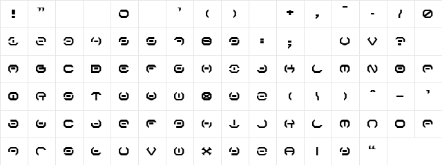 Cutbolt Regular  glyph index