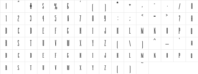 Manzanita Regular  glyph index