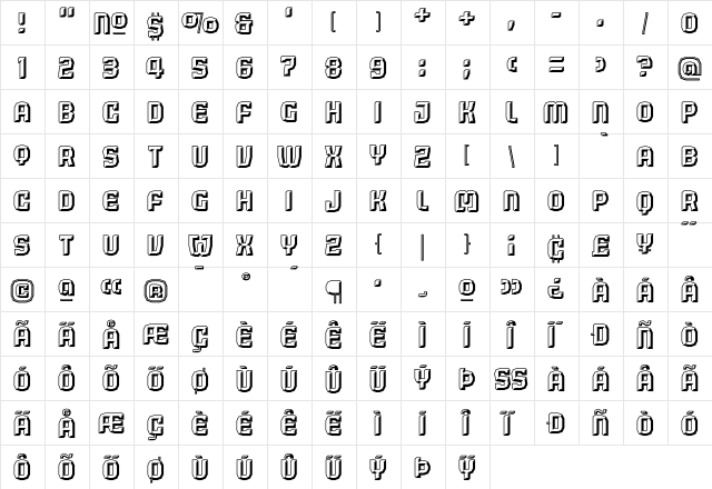 Judgement BlackEmbossed  glyph index