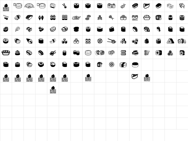 Sushi Sushi Regular  glyph index