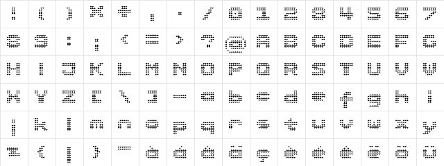 cruzifox Regular  glyph index
