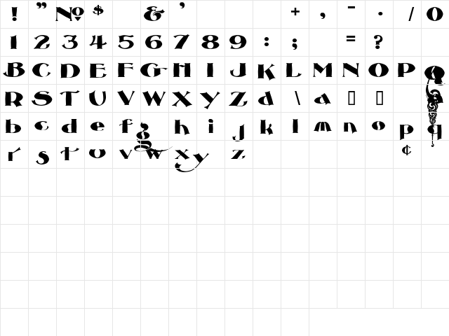 LHFHendersonRoman Alternate  glyph index
