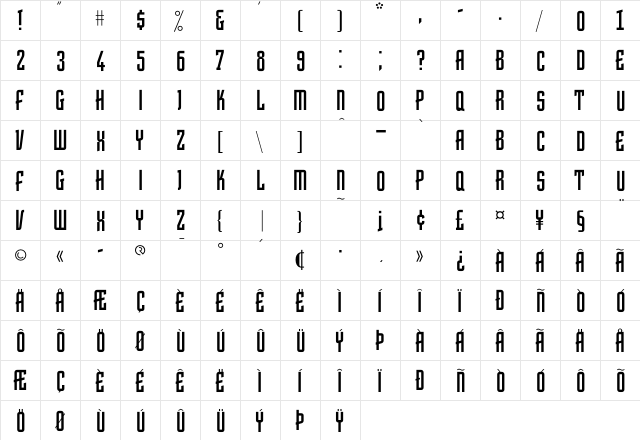 Logoform Regular  glyph index