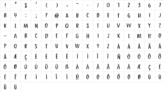 Crimson Skyline DEMO Regular  glyph index