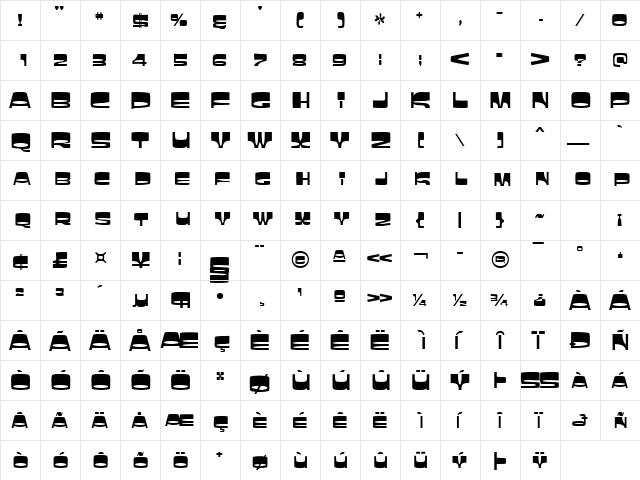 SimpsonSCapsSSK Regular  glyph index