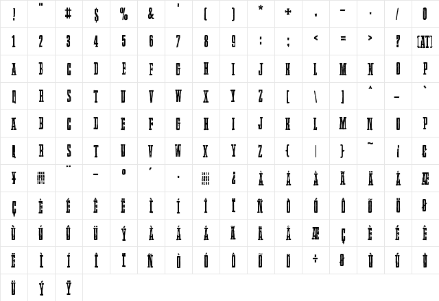 Llama Mad Regular  glyph index