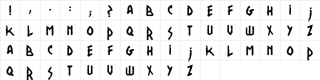 Pocahontas Font Regular  glyph index