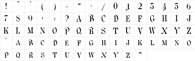 Briolin Regular  glyph index