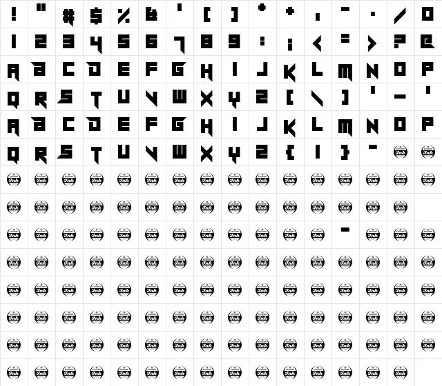 Sheeping Cats Straight Regular  glyph index