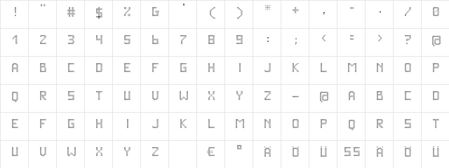 VegasTEN Regular  glyph index