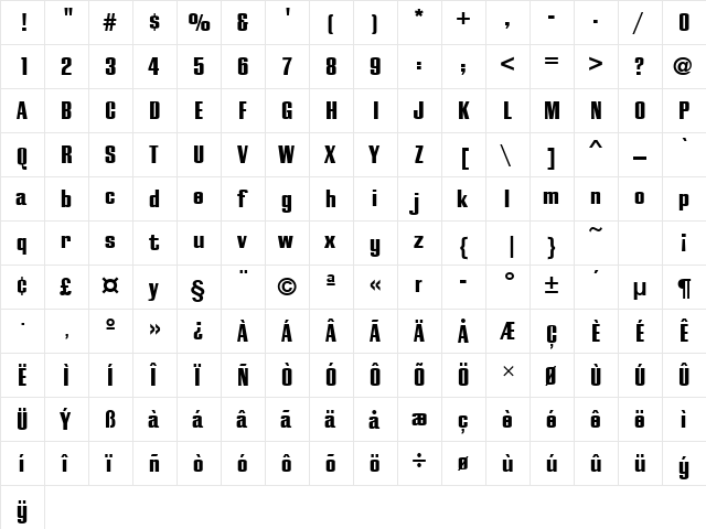 CaliforniaGroURWTBla Regular  glyph index