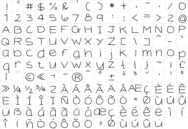 FG Hedda Regular  glyph index