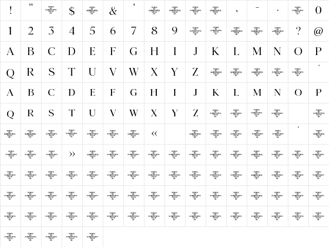 Agatho LightCAPS  glyph index