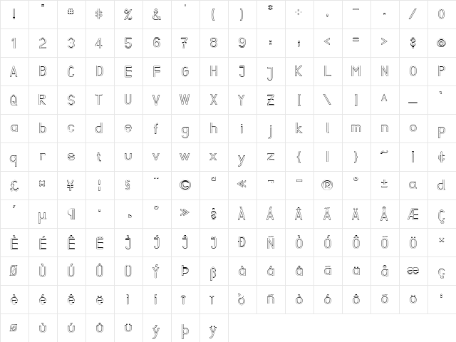 Fibel Sued Kontur Regular  glyph index