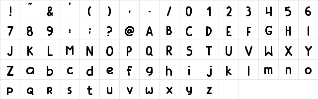 Bingah Regular  glyph index