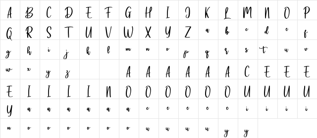 Battikaja Regular  glyph index