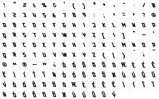 Lazerbeam surprise Regular  glyph index