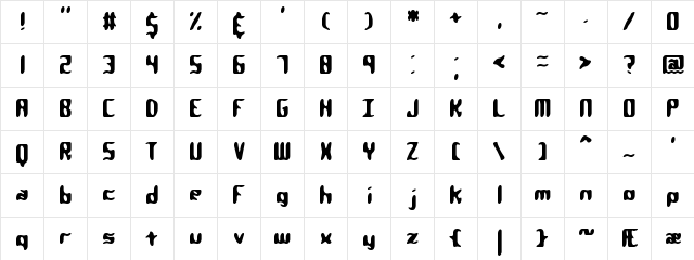 Qlumpy BRK Regular  glyph index
