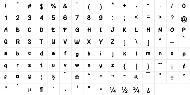 Netigen Regular Regular  glyph index